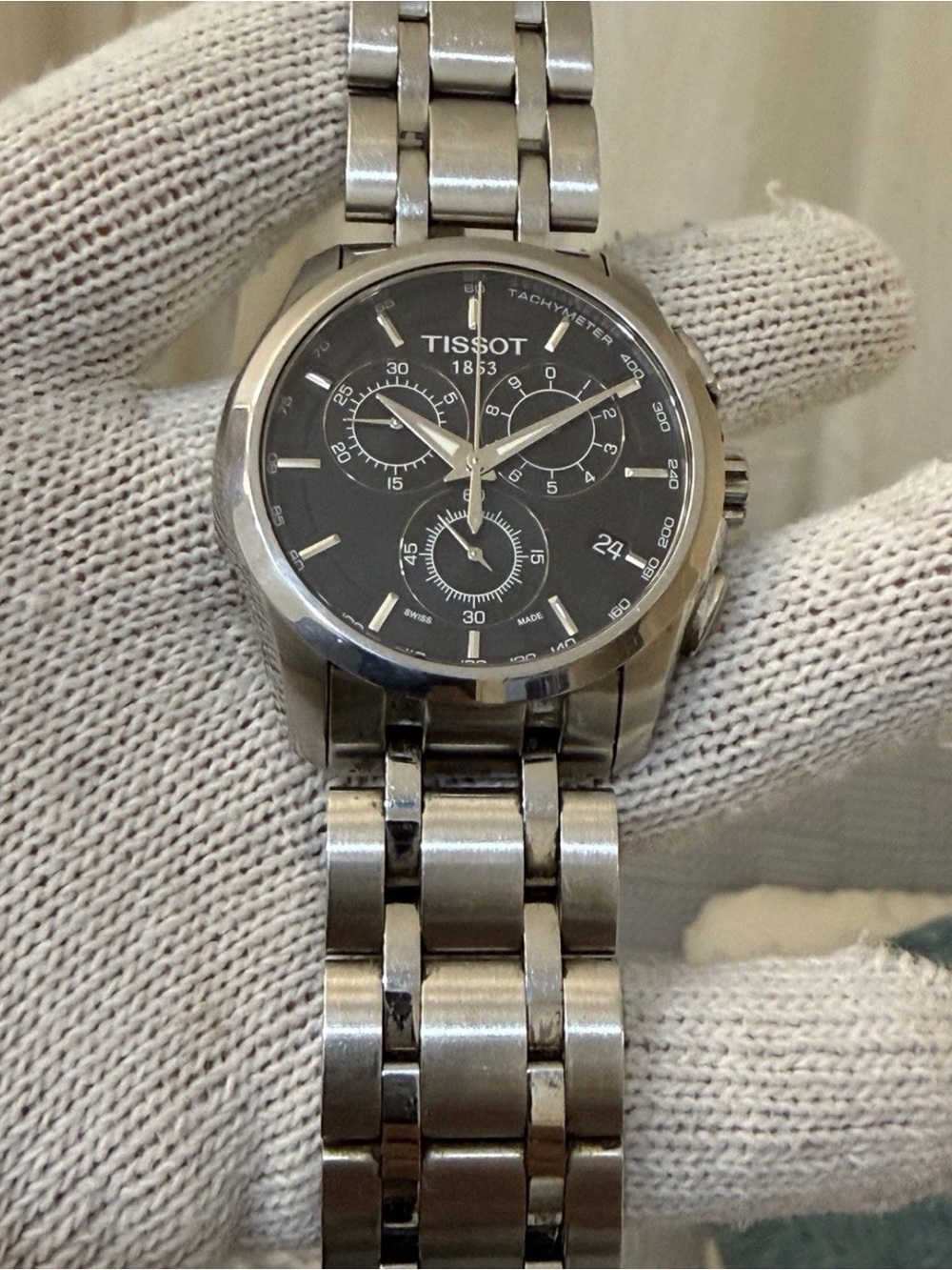 Tissot Couturier Chronograph T035617 Men Quartz Watch Black Dial Sapphire 41mm